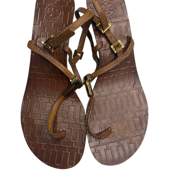 Tory Burch t logo thong Brown Wedge Sandals size 9 - Picture 9 of 11